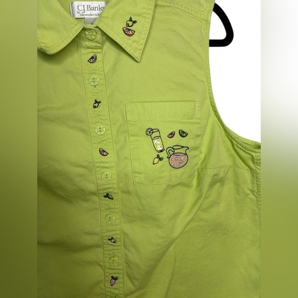 Women’s Sleeveless Button Front Summer Beaded Embroidered Shirt Size X (14W) - Picture 3 of 12